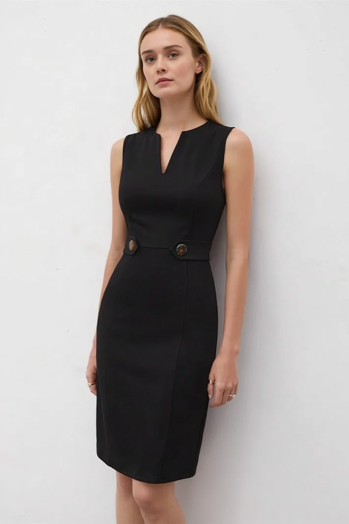 V Neck Sleeveless Chic Minimal Work Dress Main image