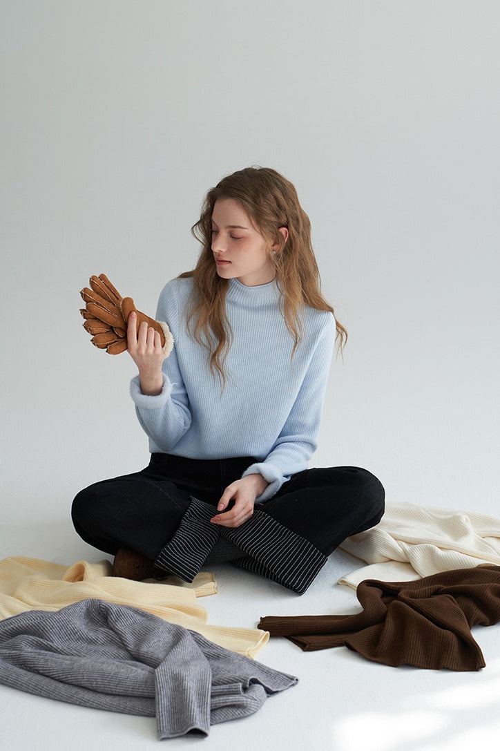 Mock Neck Fleece Lined Knit Top Secondary image