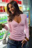 Button Henley Slim Ribbed Long Sleeve T-shirts