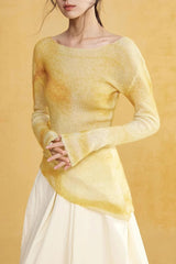 Soft Deconstructed Print Knit Top