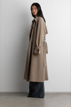 Double Breasted Belted Longline Trench Coat