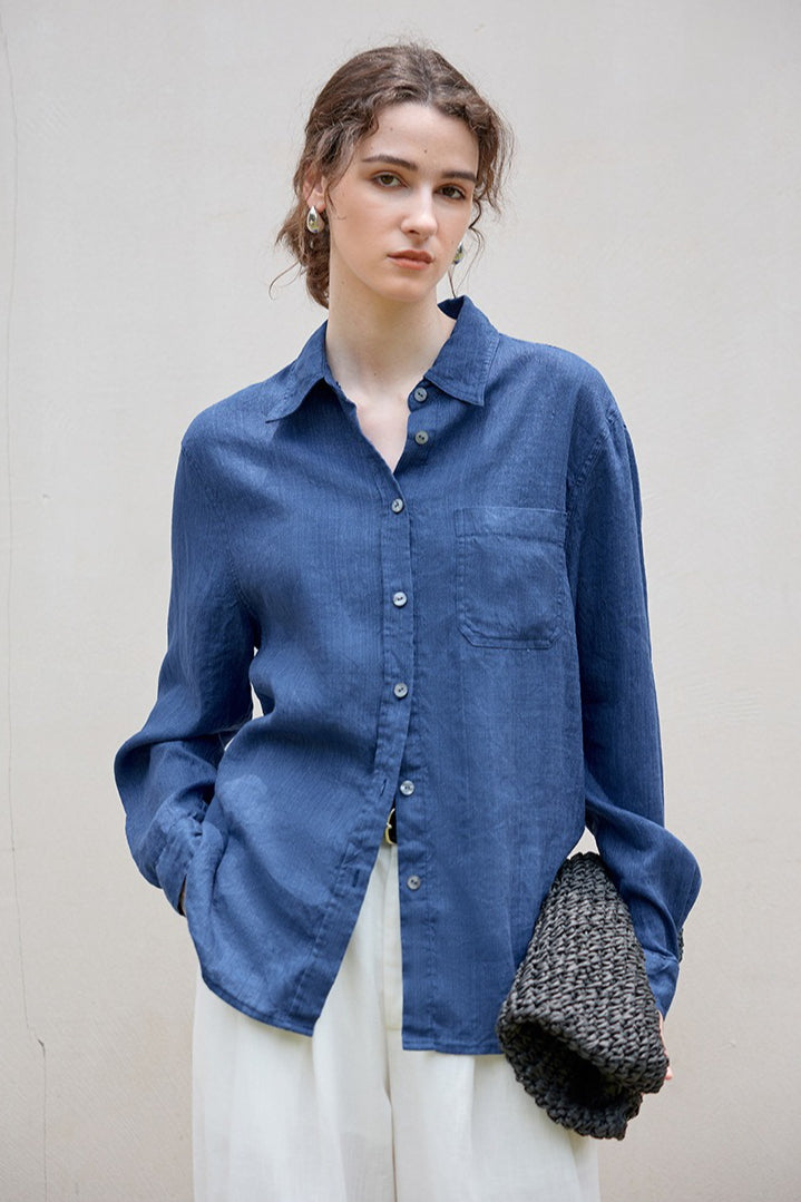 Linen Blend Single Breasted Blouse Main image