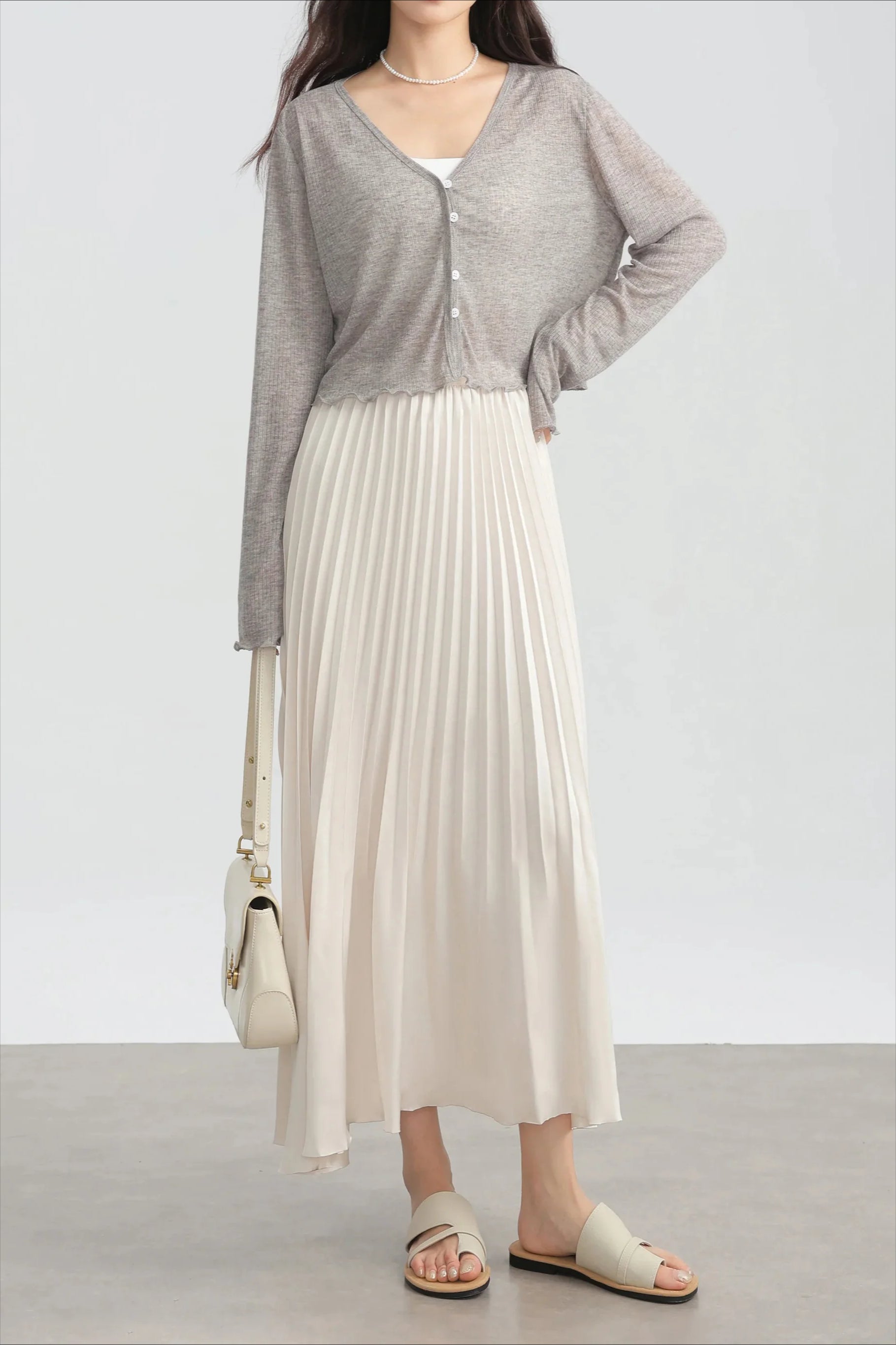 Tencel V-Neck Cropped Cardigan Main image