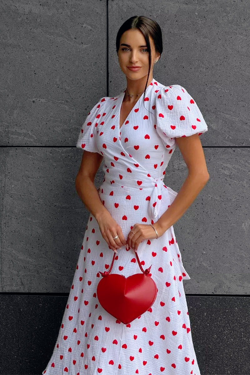 Puff Sleeve Floral Midi Wrap Dress Secondary image