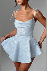 Tie-Waist Backless Cowl Neck Birthday Dress