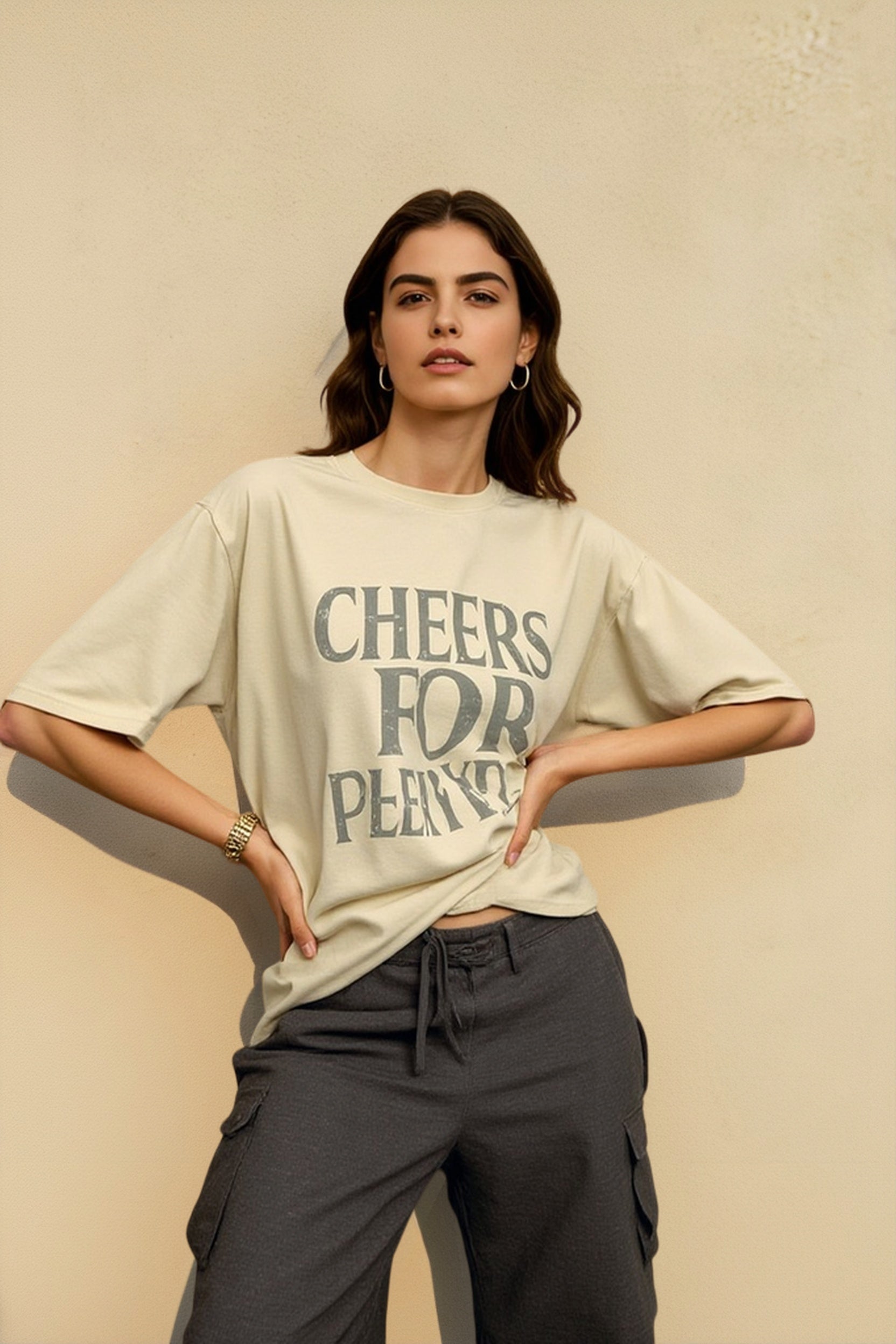 Cotton Oversized Letter Print T-Shirt Secondary image