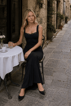 Lace Trim Strapless Bodycon Maxi Dress