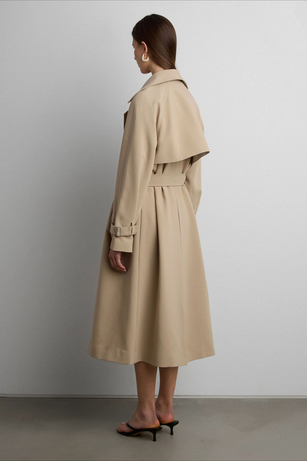 Double Breasted Belted Longline Trench Coat