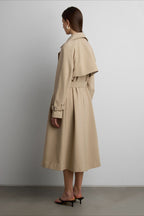 Double Breasted Belted Longline Trench Coat