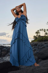 Solid Color V Neck Backless Strappy Sexy Boho Dress