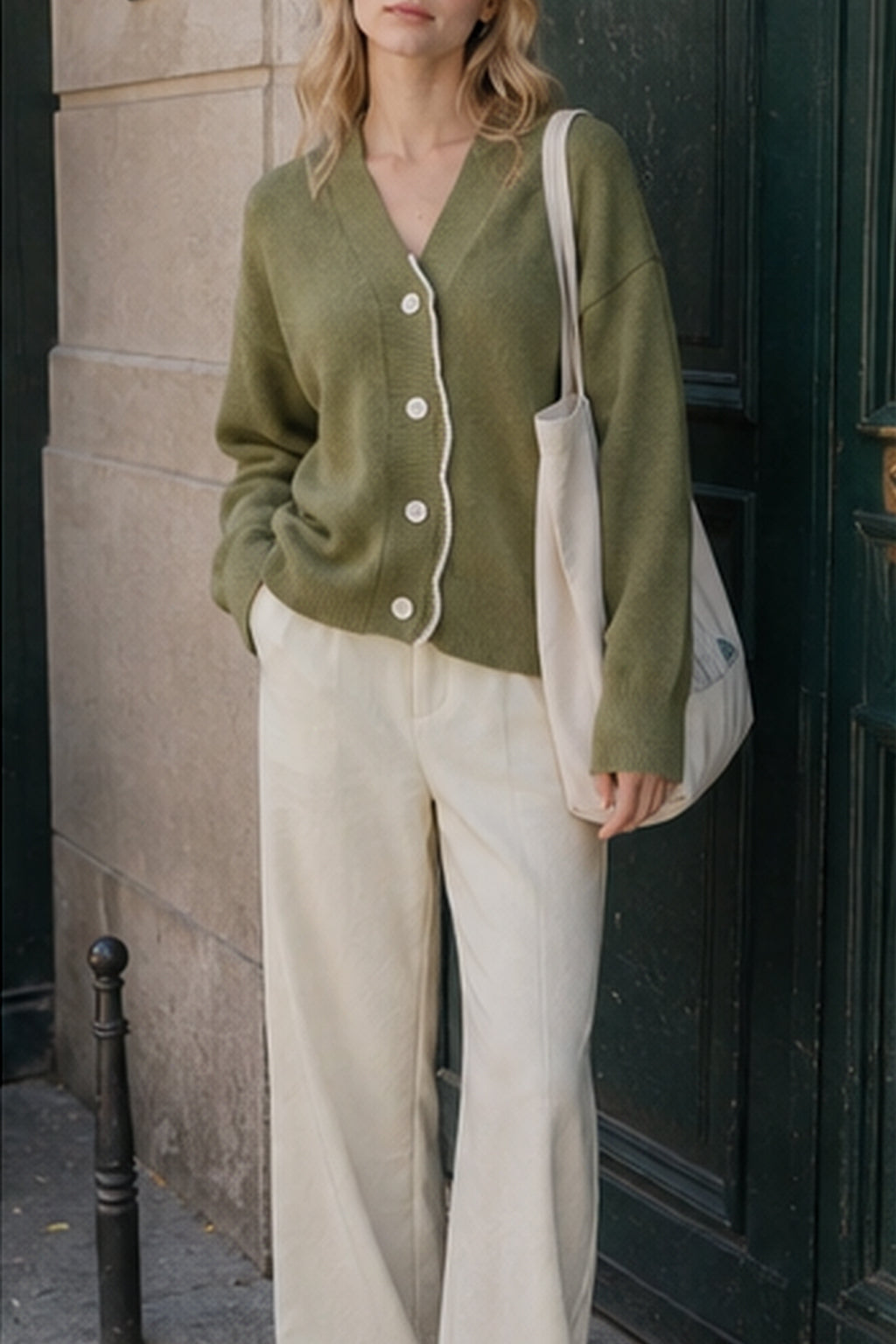 Basic V-neck Loose Knit Cardigan
