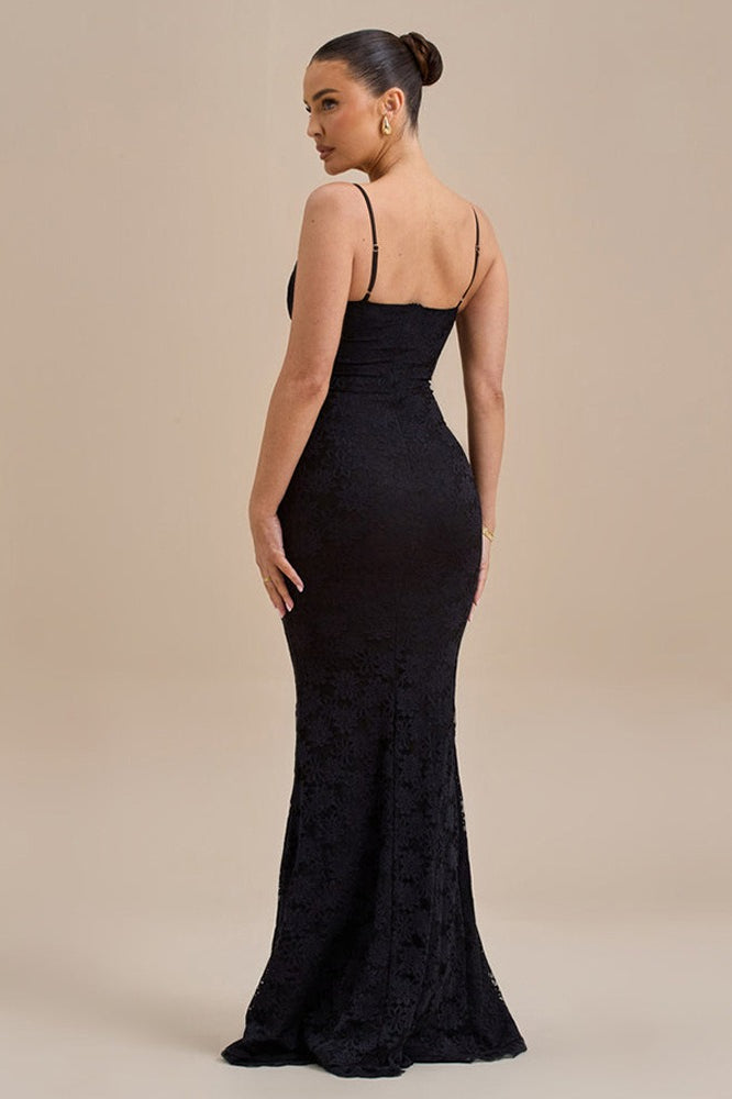 Lace Cami Backless Bodycon Maxi Lace Dress