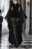 Lace Sleeve Velvet Effect Maxi Dress