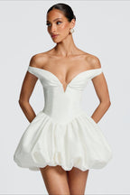 Strapless V-Neck Puff Birthday Dress