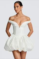 Strapless V-Neck Puff Birthday Dress