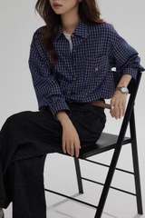 Plaid Relaxed Fit Versatile Premium Elegance Blouse