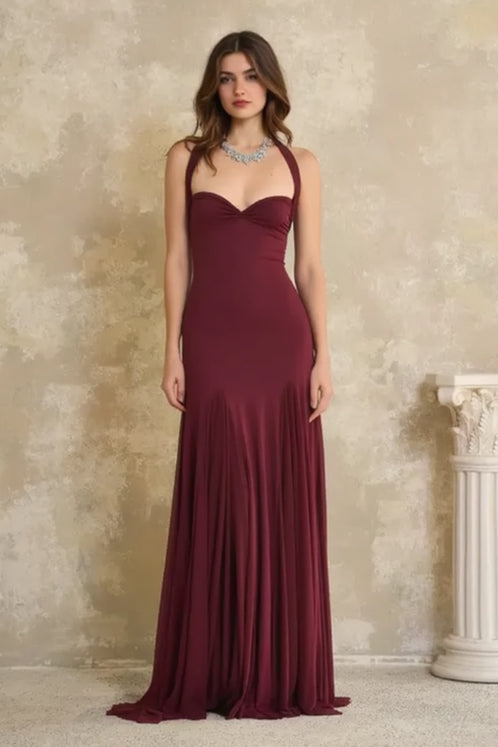 Elegant Halter Bandeau Fitted Backless Floor Length Party Dress Secondary image