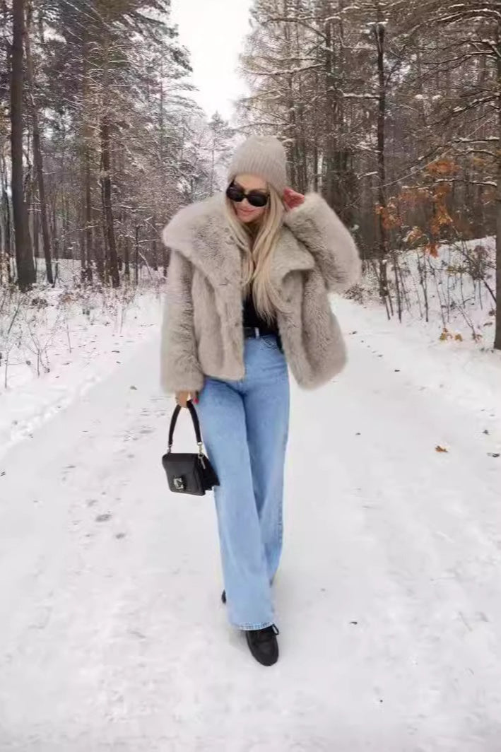 Faux Fox Fur Luxe Texture Coat Main image