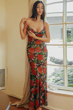 V Neck Floral Slip Dress