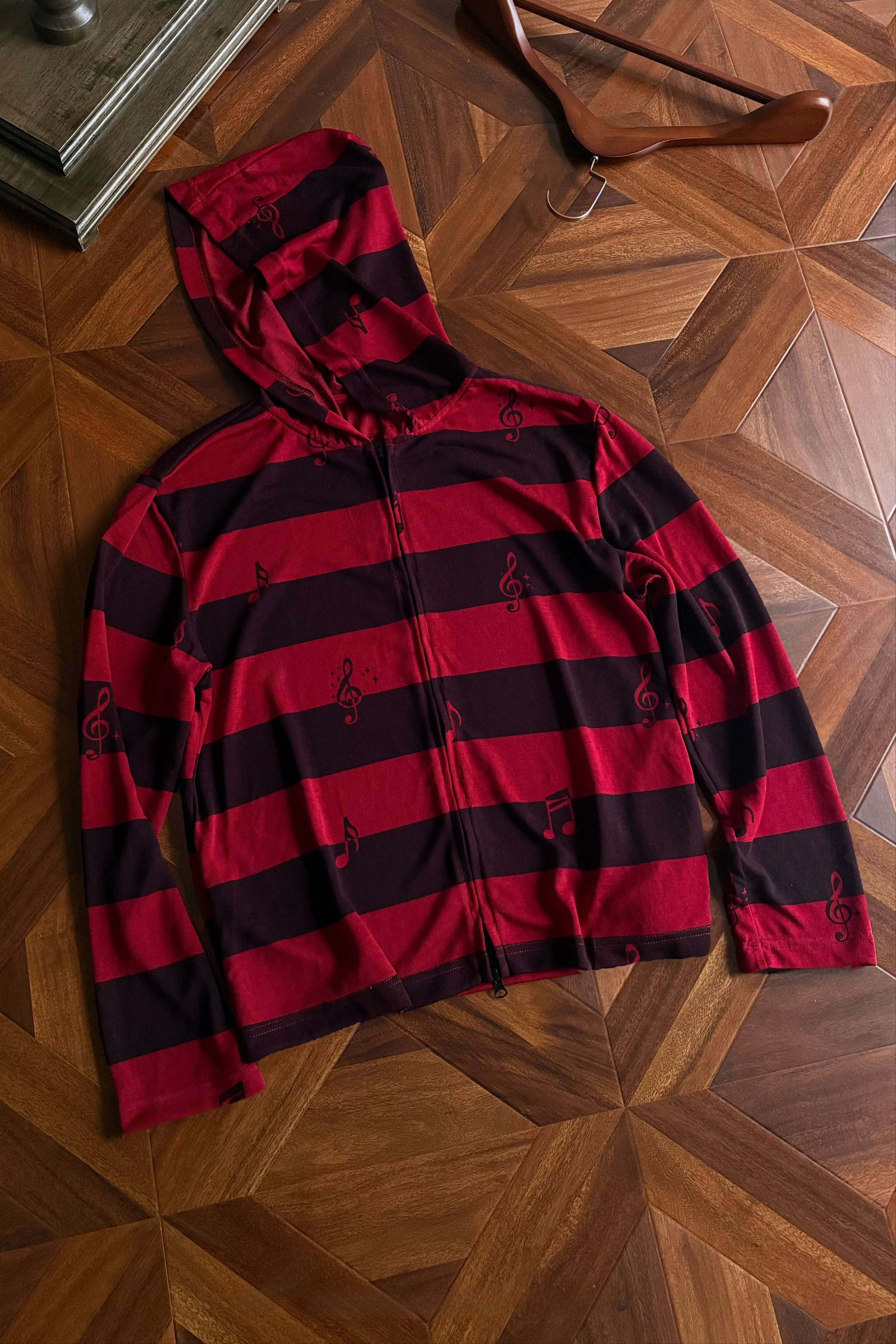 Striped Lyocell Oversized Zip Up Hoodie Secondary image
