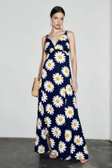 Bohemian Print V Neck Cami Slit Vacation Dress