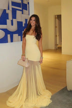 Solid Slim High Waist Chic Bardot Strapless Formal Dress