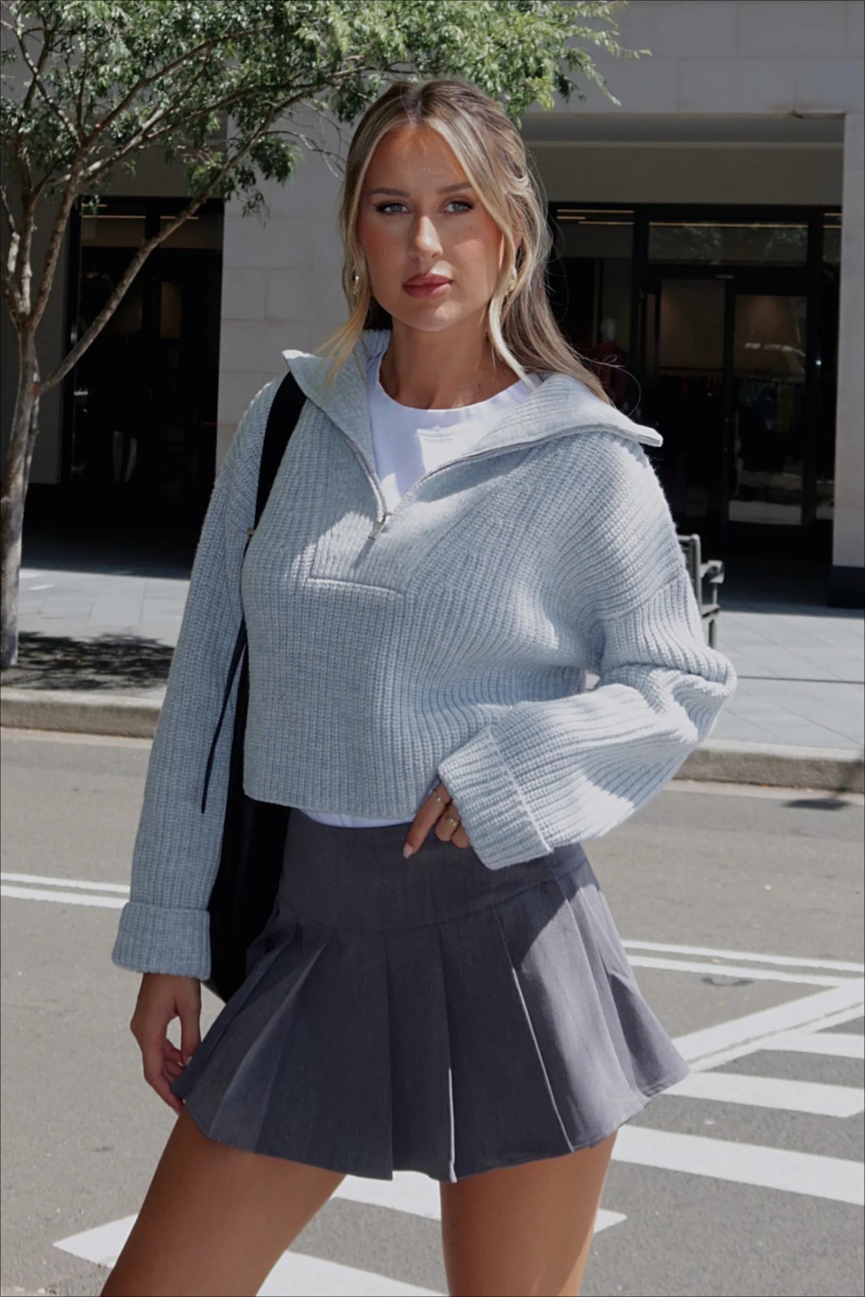 Zip Neck Knit Sweater Main image