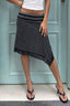 Striped Asymmetric Mesh Hem Midi Skirt