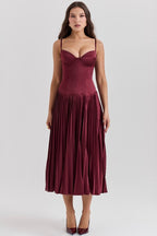Sleeveless Pleated Bodycon Silk Dress