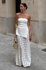 Crochet Lace Panel Low Waist Skirt