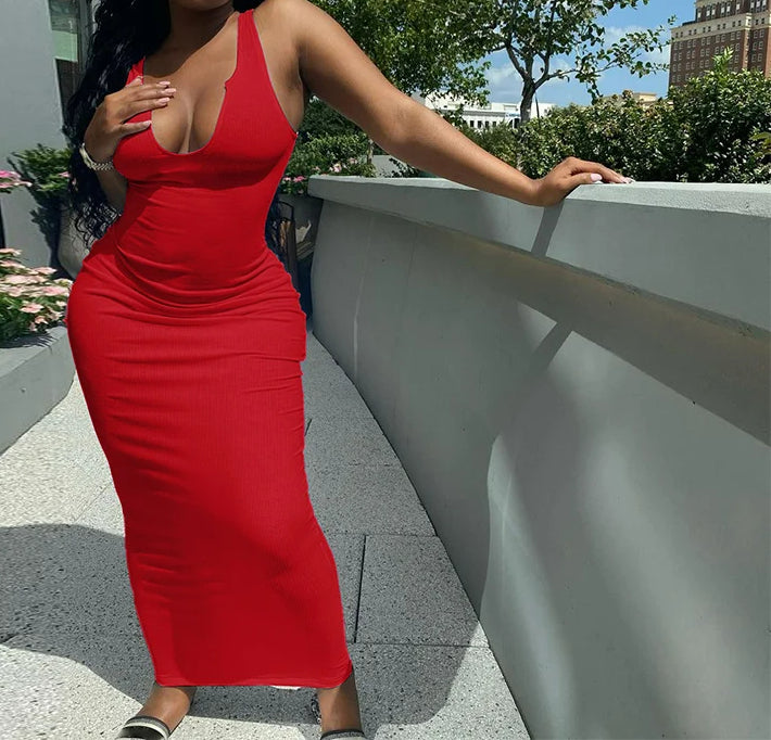 Ribbed Stripe Sleeveless V-neck Midi Dress Secondary image