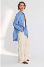 Structured Cotton Oversized Relaxed Long Sleeve Top