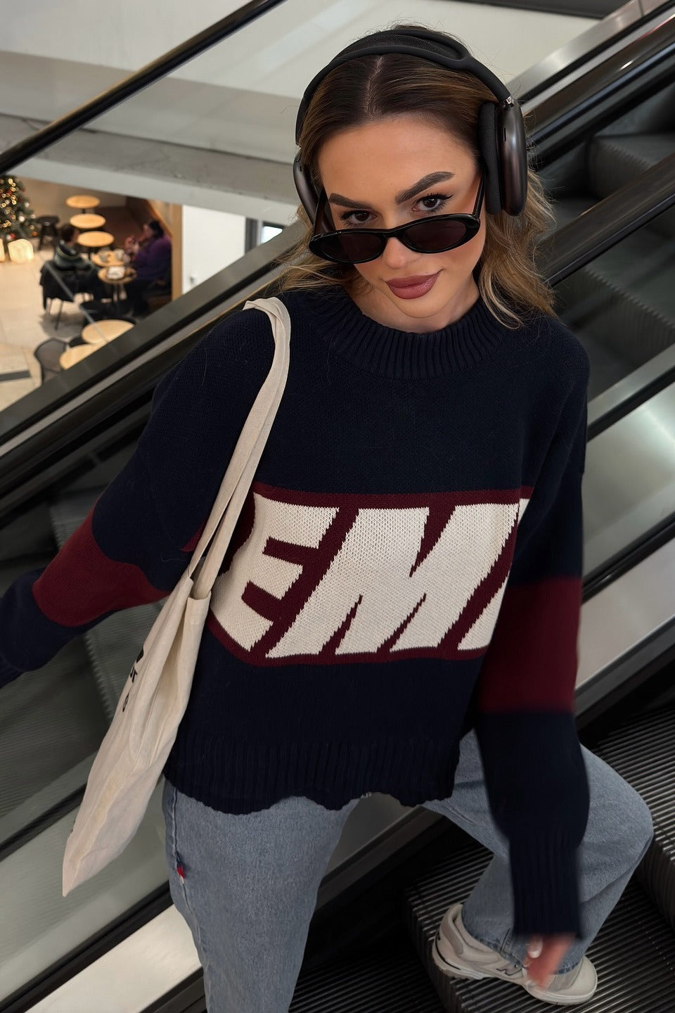 Oversized Letter Print Sweater Secondary image