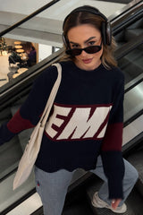 Oversized Letter Print Sweater
