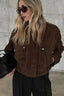 Utility Pocket Brown Funnel Neck Zip Jacket