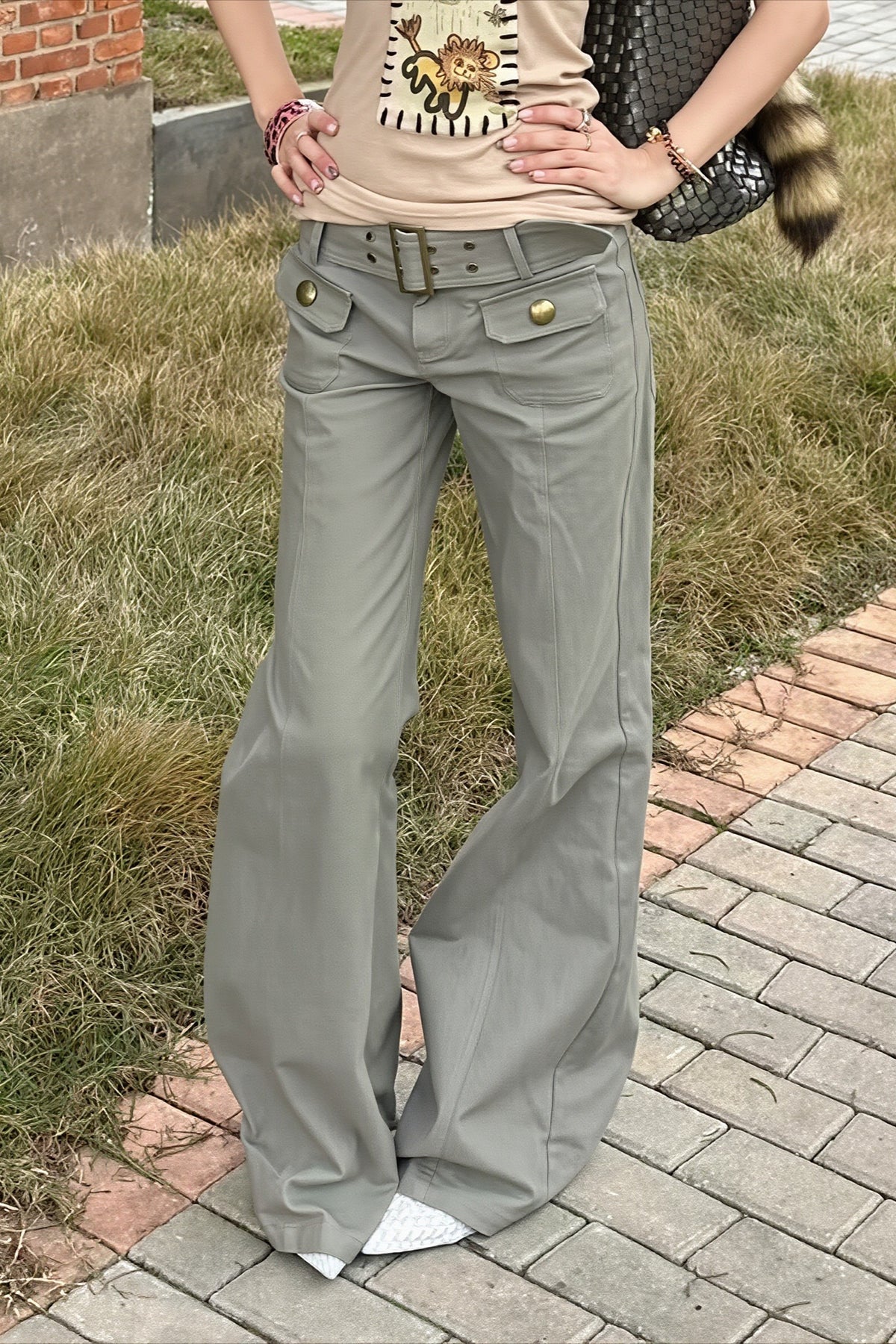 Washed Low Rise Bootcut Denim Pants Main image