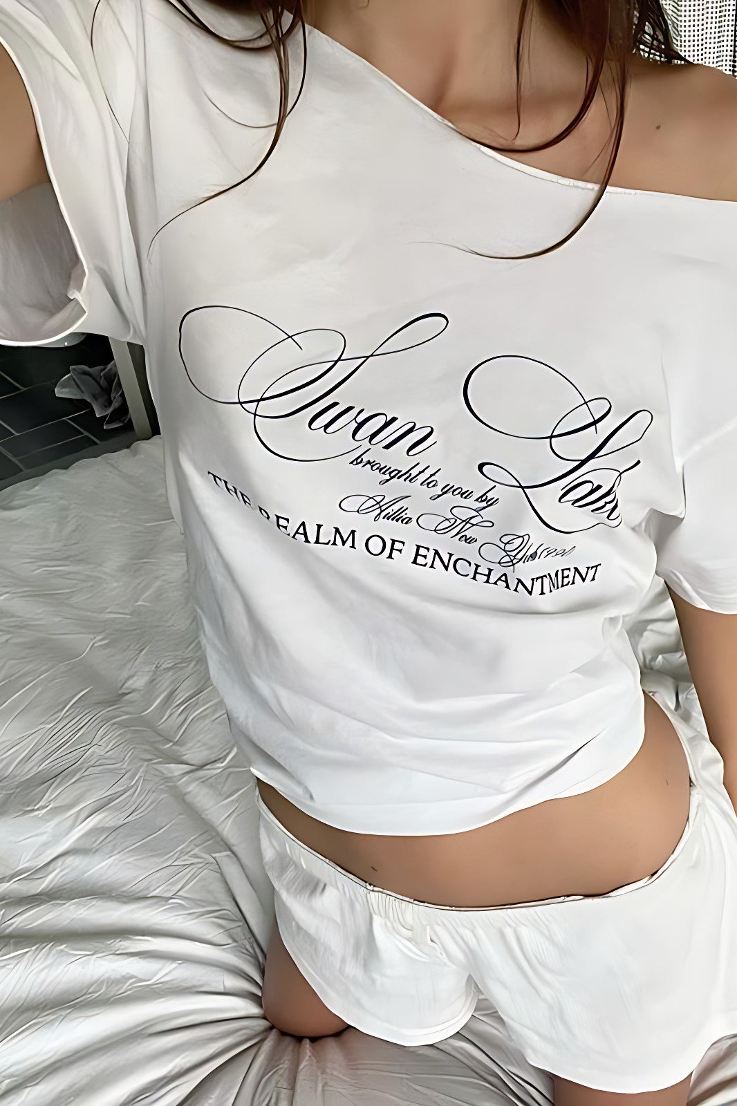 Letter Print One Shoulder T-Shirt Main image