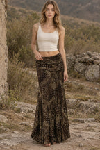 Slim Boho Print Fishtail Maxi Skirt