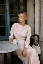 Solid Satin Cinched Waist Skirt Set