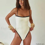 Black High Cut One Piece white / S