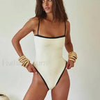 Black High Cut One Piece white / S