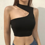 Black Slim Sleeveless Crop Top