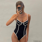 Black White Bikini One Piece black / S