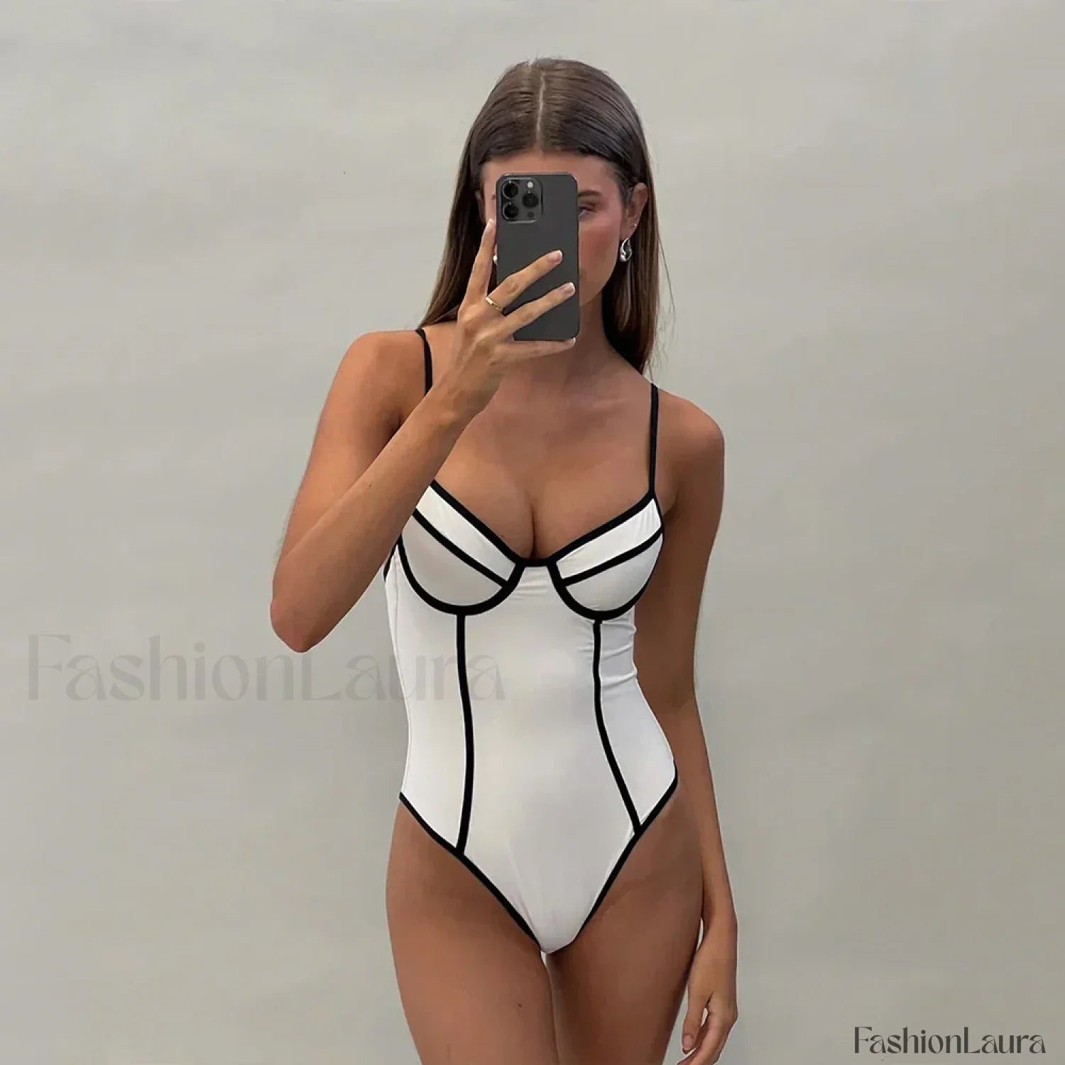 Black White Bikini One Piece white / S