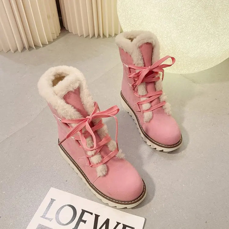 Round Toed Platform Plush Warm Waterproof High Snow Boot