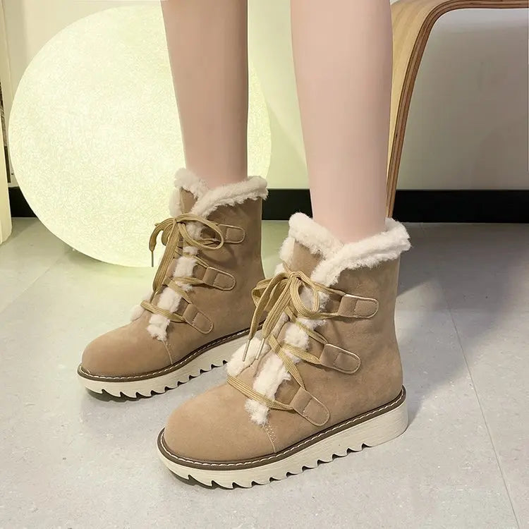 Round Toed Platform Plush Warm Waterproof High Snow Boot