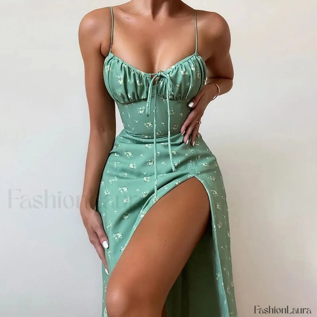 Bow Spaghetti Strap Floral Dress