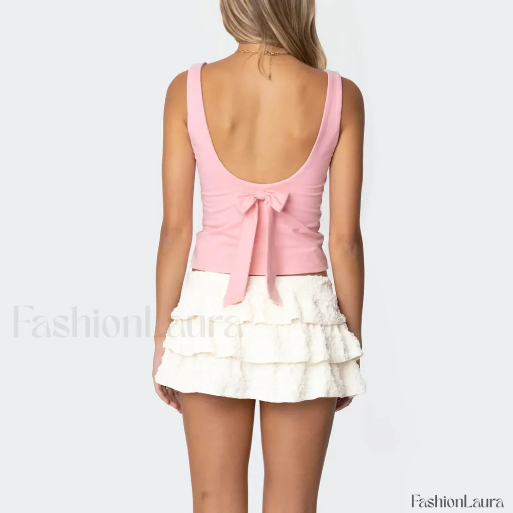 Bowknot Square Back Crop Top