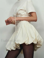 Bubble Hem Ruched Mini Skirt