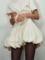 Bubble Hem Ruched Mini Skirt WHITE / S
